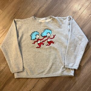 Vintage 1994 Dr. Seuss Thing 1 & Thing 2 Crewneck Sweater Made in USA